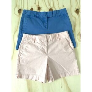 Loft Women's The Riviera Shorts Size 4 Pink And Blue Chinos Lot Of 2